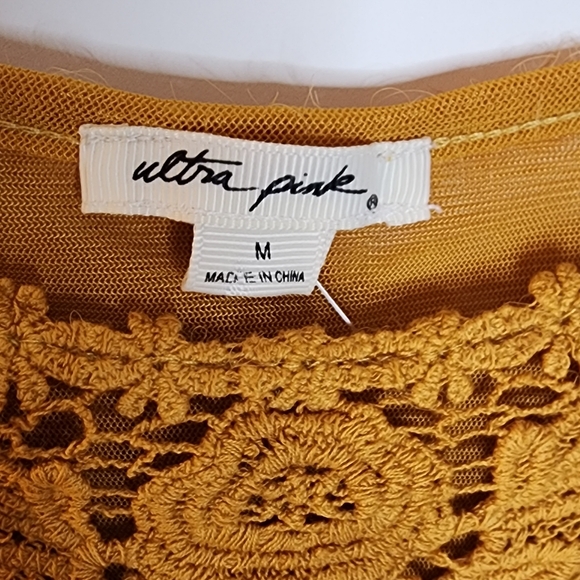 Lace Mesh Boho Woodland Fairy Goth Hippie Blouse Gold Size Medium - Picture 6 of 10